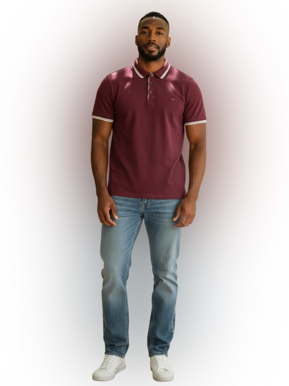 Michael Kors Men's Greenwich Polo Shirt in dark red/ burgundy - size XL
